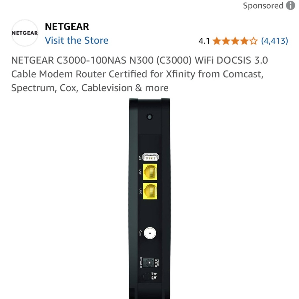 NETGEAR N300 New WiFi Cable Modem Router Black - Picture 11 of 12